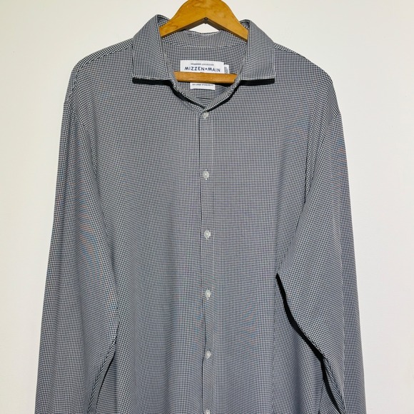 Mens MIZZEN+MAIN SPINNAKER COLLECTION BLACK GINGHAM Long Sleeve DRESS SHIRT XXL - Picture 1 of 10